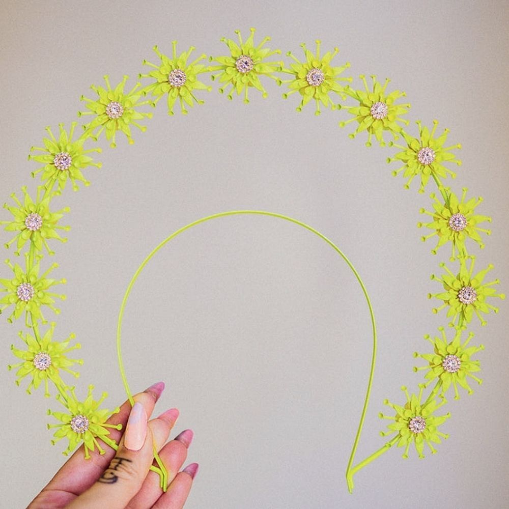 Carbickova Colourful Festival Halo Crown In neon yellow
